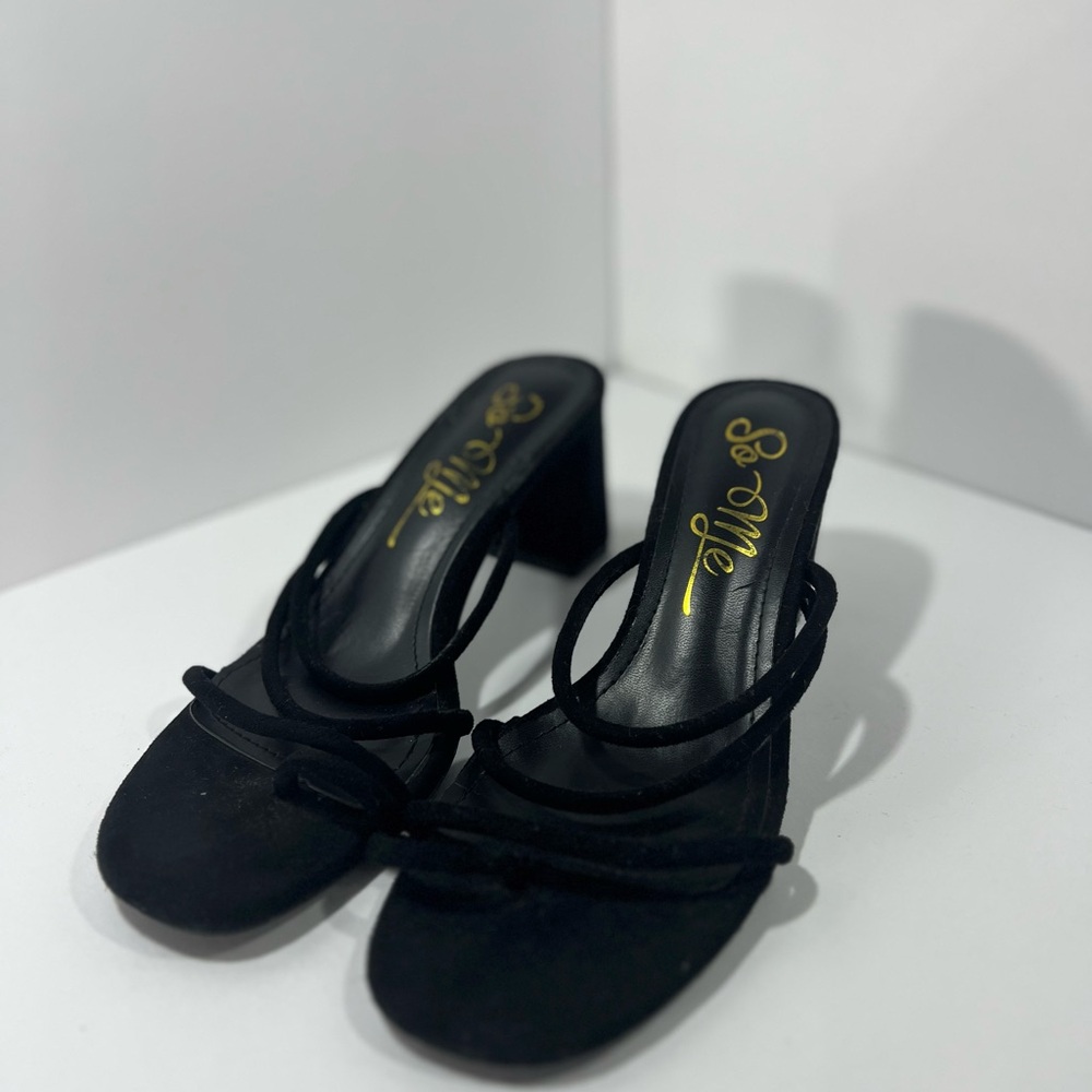 So Me Black Strappy Heels